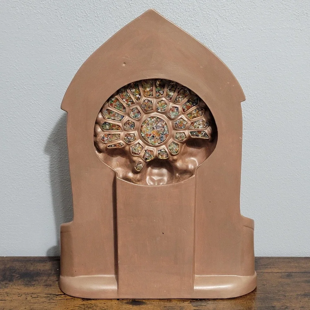 1978 Ceramic Christmas Angel Choir Stained Glass‎ Cathedral Window Byron Mold